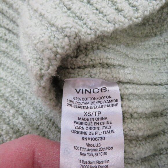 VINCE Crimped Cotton Crew Neck Sweater in White Jade Cropped Minimal Size XS NWT - Picture 14 of 14